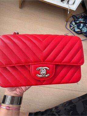 CHANEL MINI CAVIAR CHEVRON RECTANGLE FLAP BAG
